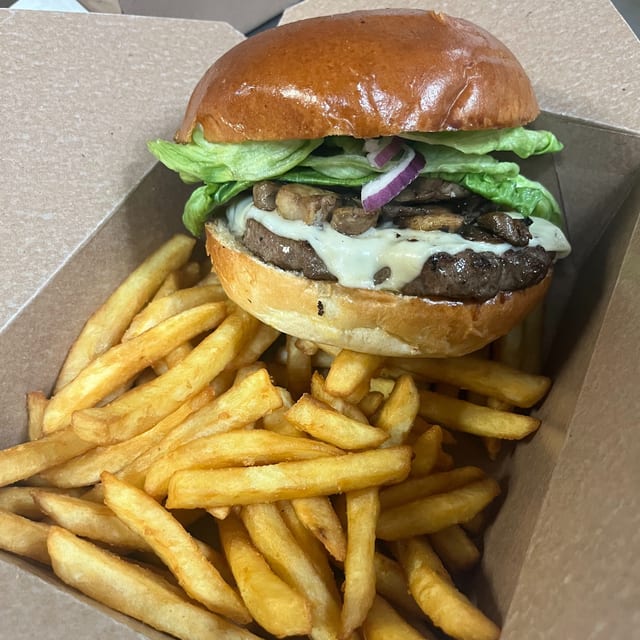 Mushroom Swiss Burger.