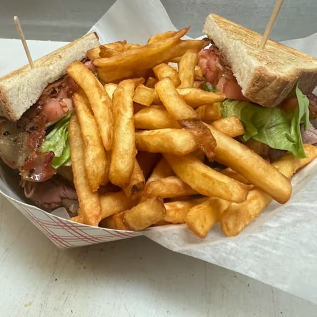 Roast Beef Club Sandwich.